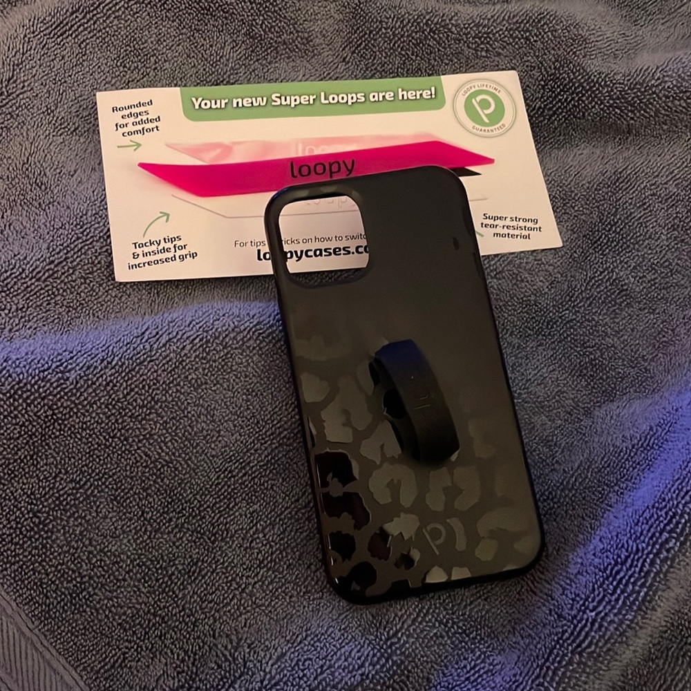 Brand new Iphone 12 mini loopy case in midnight leopard